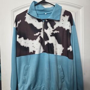 Blue and Black Zip-Up Sweatshirt